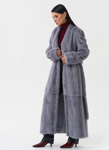 Длинная шуба из меха норки