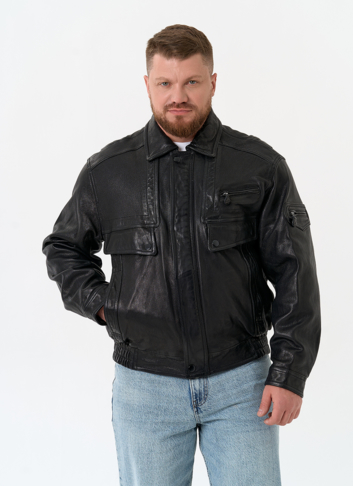 Мужская куртка бомбер из натуральной кожи Мужская куртка бомбер из натуральной кожи