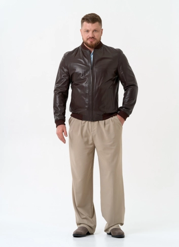 Мужская куртка бомбер из натуральной кожи фото