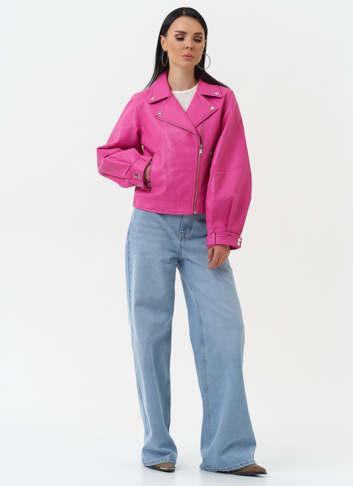 Куртка косуха из эко кожи розового цвета