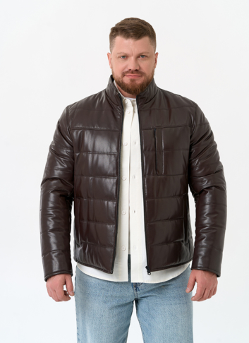 Мужская куртка из натуральной кожи с воротником стойкой