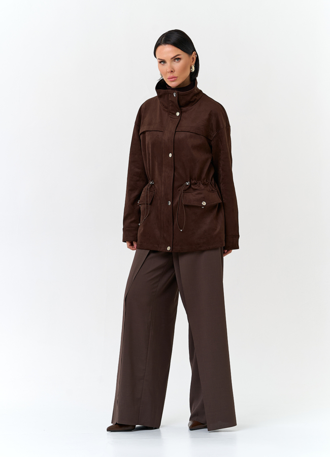 Женская куртка парка из эко замши  модель № 32775 в рассрочку