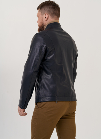 Куртка мужская из натуральной кожи с воротником стойкой 